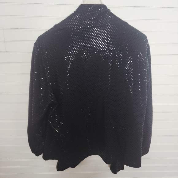 Tribal Black Metallic Dot Open Front Jacket Cardigan XL - Picture 10 of 11
